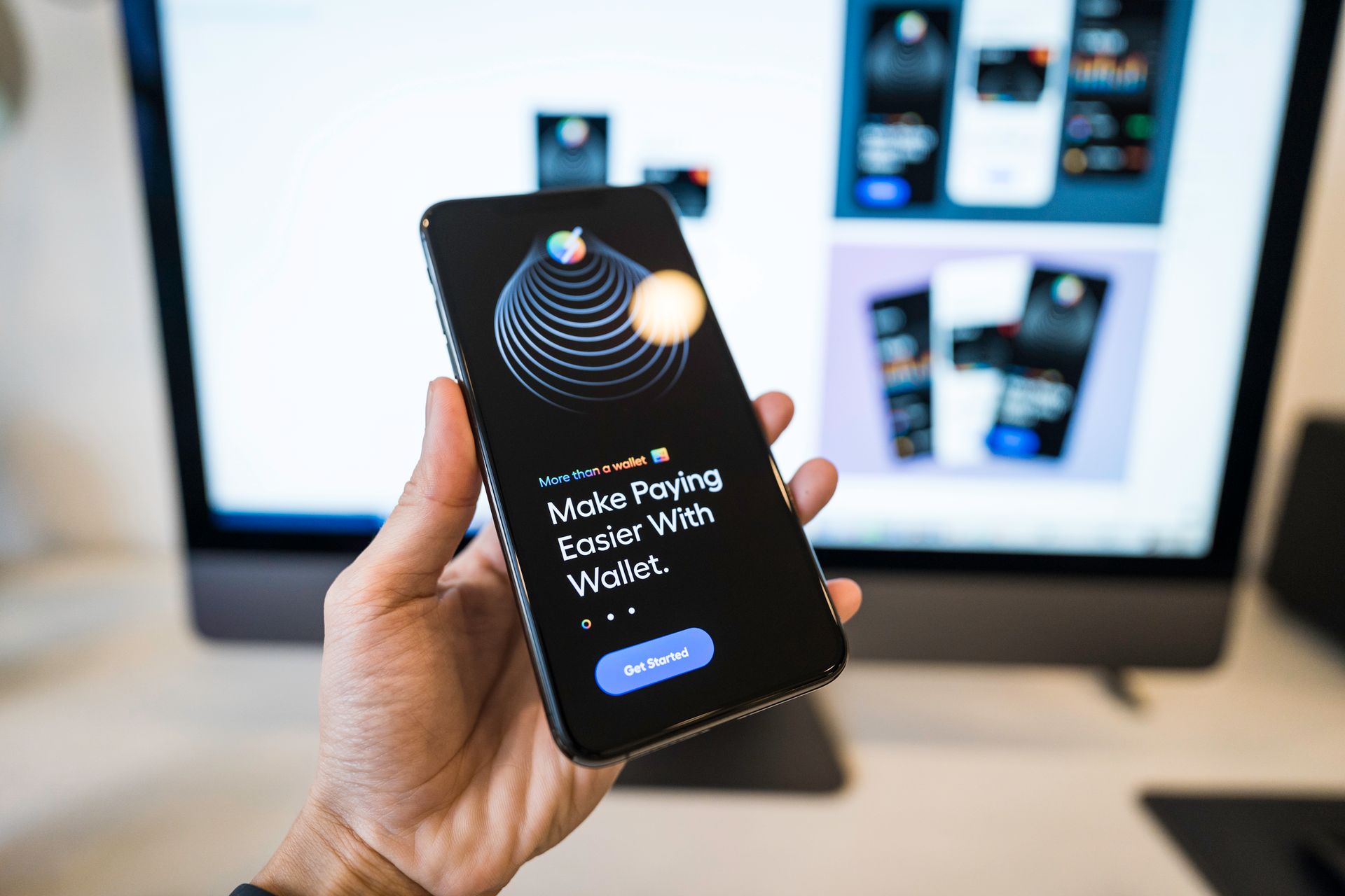 Member using a digital wallet app on a smartphone