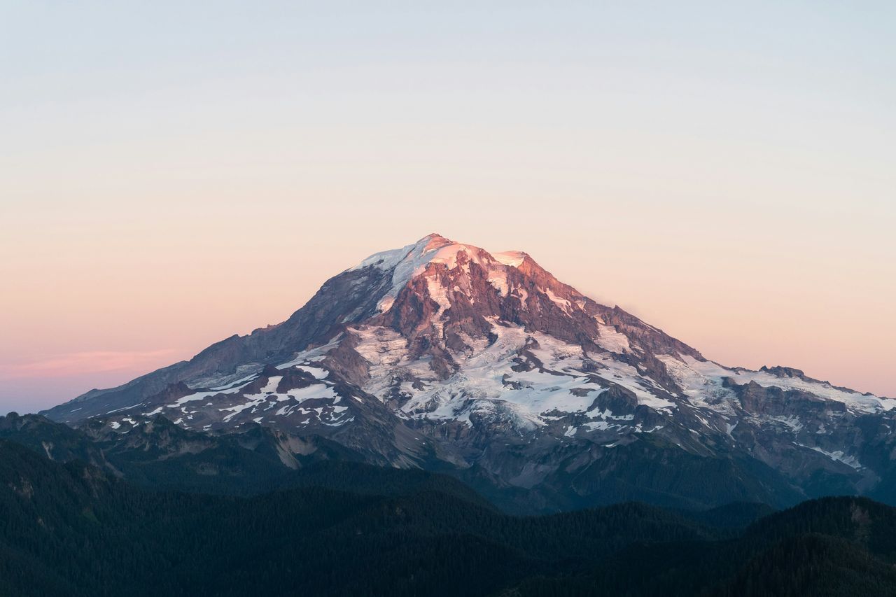 Mt. Rainier at sunset with alpenglow